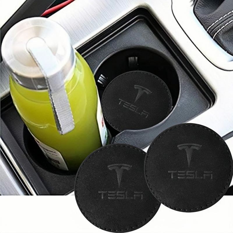 Alcantara Anti-Slip Drink Coasters for Tesla