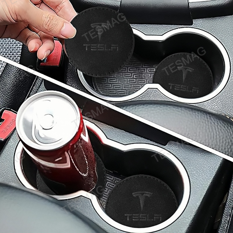 Alcantara Anti-Slip Drink Coasters for Tesla 