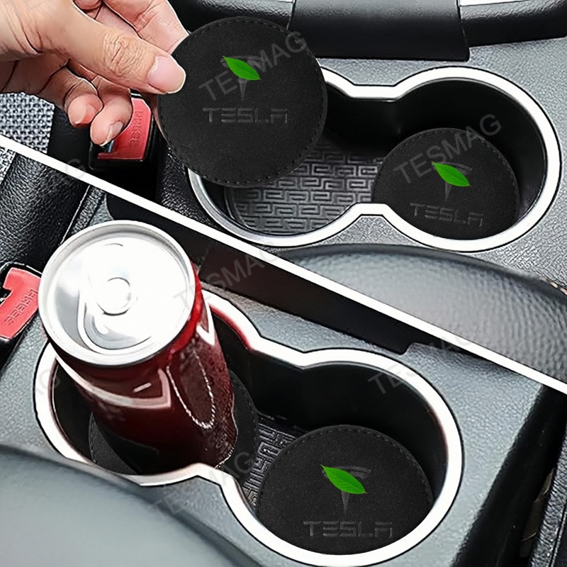 Suede Anti-Slip Drink Coasters for Tesla 