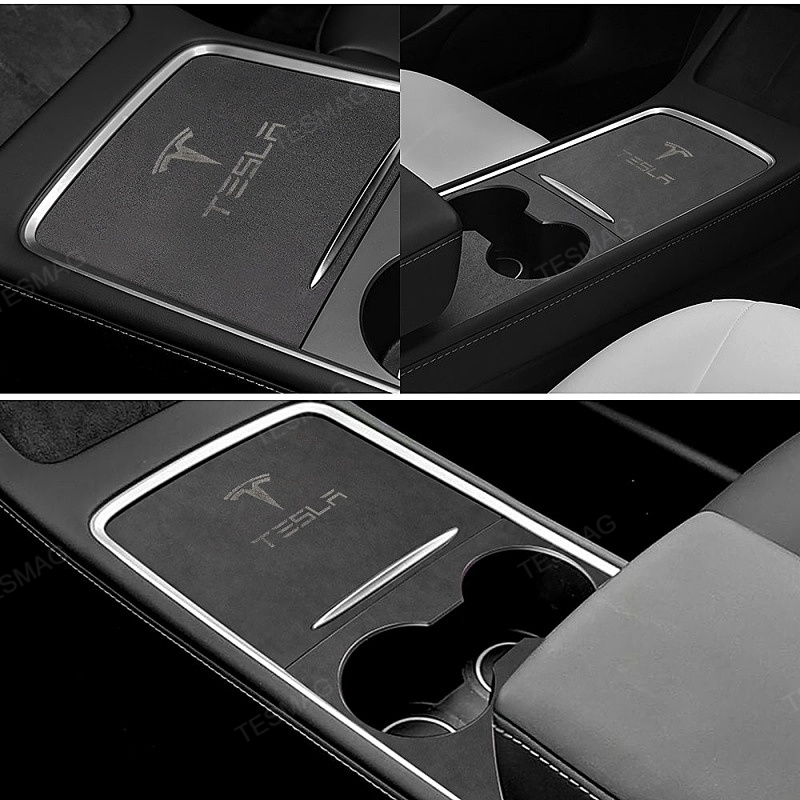 Alcantara Center Console Sliding Panel Sticker for Tesla Model 3 / Y