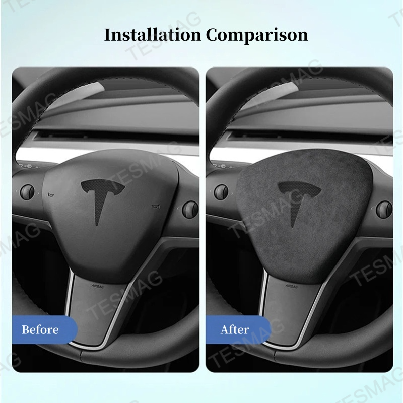 Alcantara Horn Airbag Cover for Tesla Model 3/Y