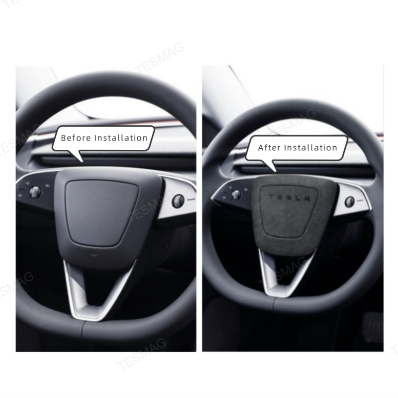 Alcantara Middle Horn Cover for Tesla Model 3 Highland