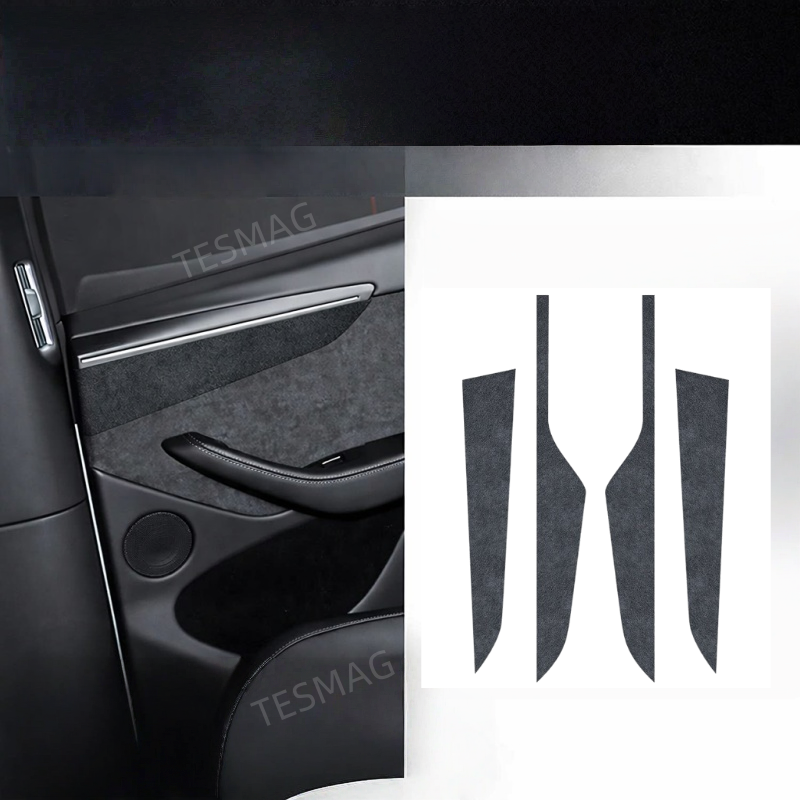 Alcantara Panel Overlays Door Trim Strips for Tesla Model Y 2019-2024