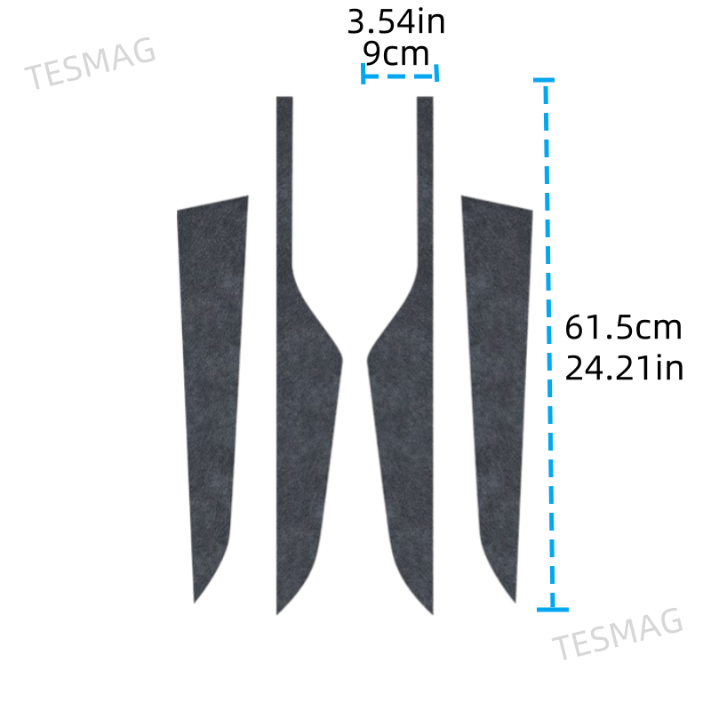 Alcantara Panel Overlays Door Trim Strips for Tesla Model Y 2019-2024