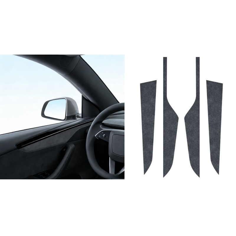 Alcantara Panel Overlays Door Trim Strips for Tesla Model Y 2019-2024