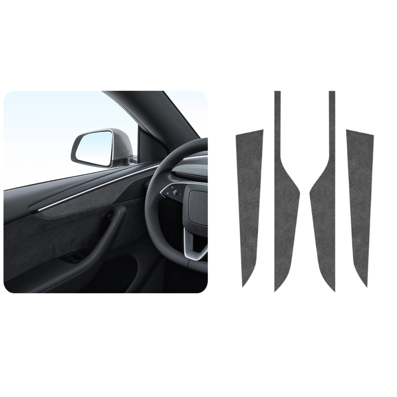Alcantara Panel Overlays Door Trim Strips for Tesla Model Y 2019-2024