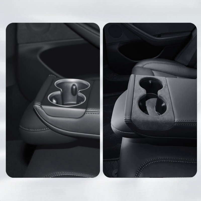 Alcantara Rear Seat Cup Holder Protection Cover For Tesla Model 3 Highland
