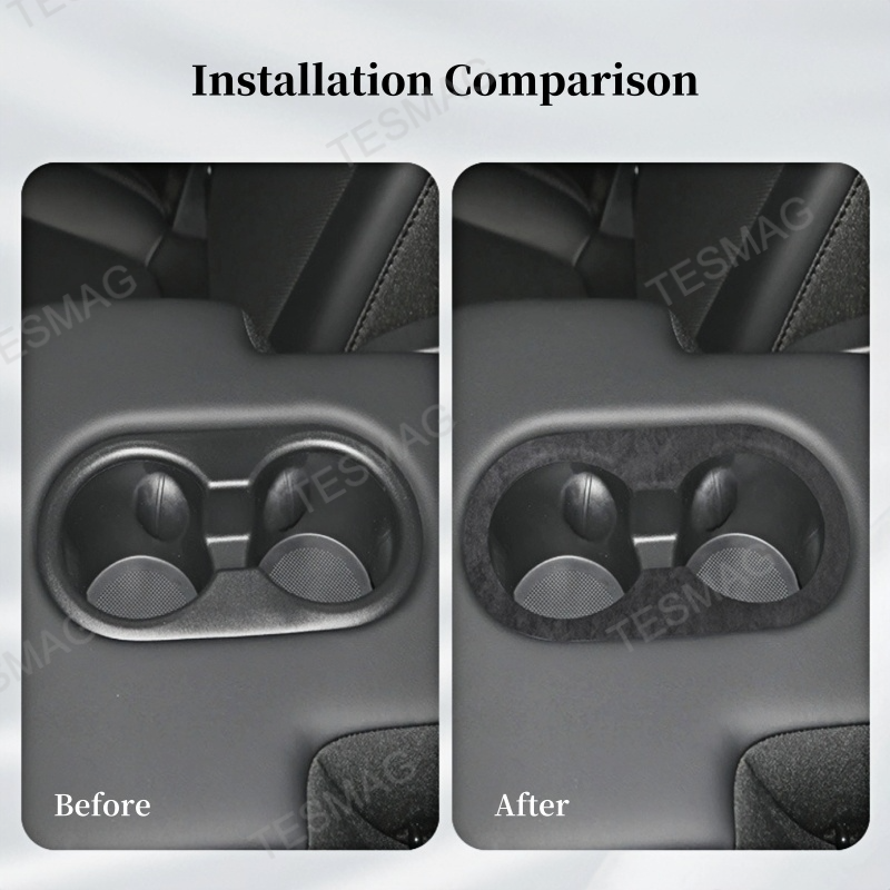 Alcantara Rear Seat Cup Holder Protection Cover for Tesla Model Y Juniper