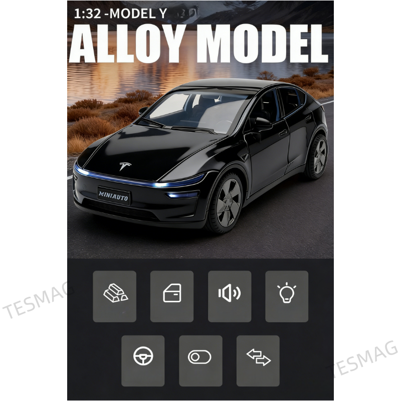 1:32 Alloy Car Model with Sound and Light Diecast for Tesla Model Y Juniper 2025+