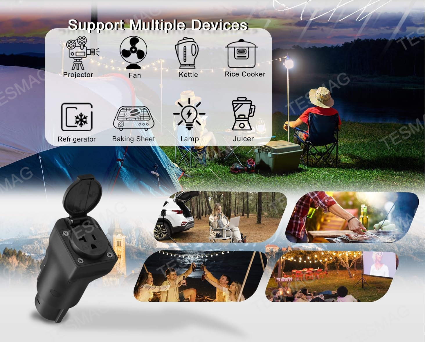 American J1772 V2L Power Outlet Adapter – EV Discharger Converter