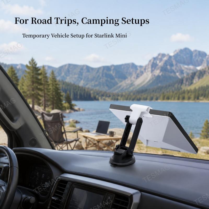 Angle-Adjustable Dashboard Suction Cup Mount for Starlink Mini – 360° Rotating Vehicle Stand