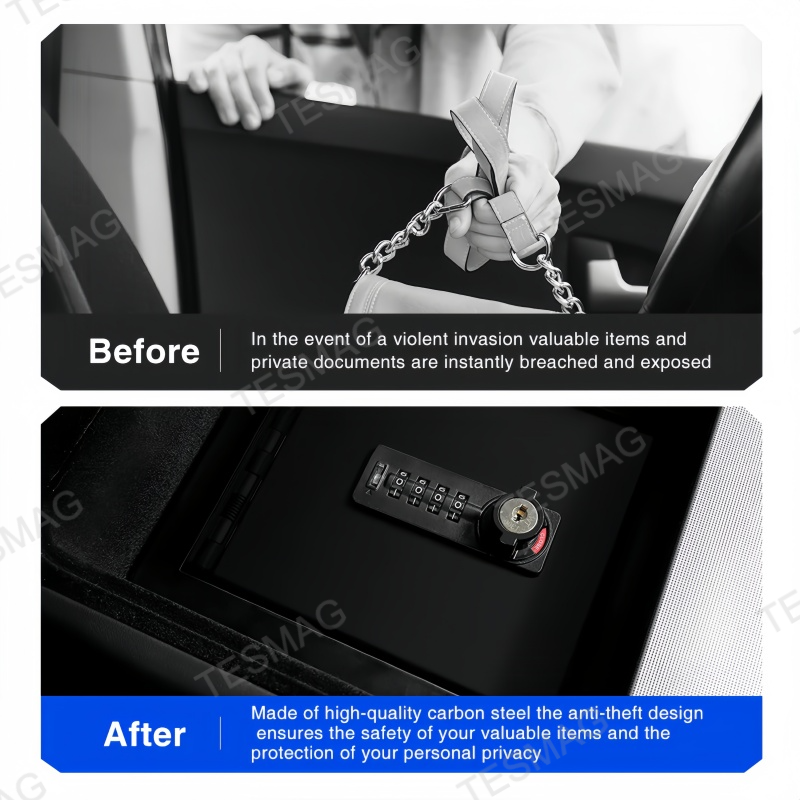 Anti-Theft Center Console Lock Box for Tesla Model 3 Highland/Model Y Juniper