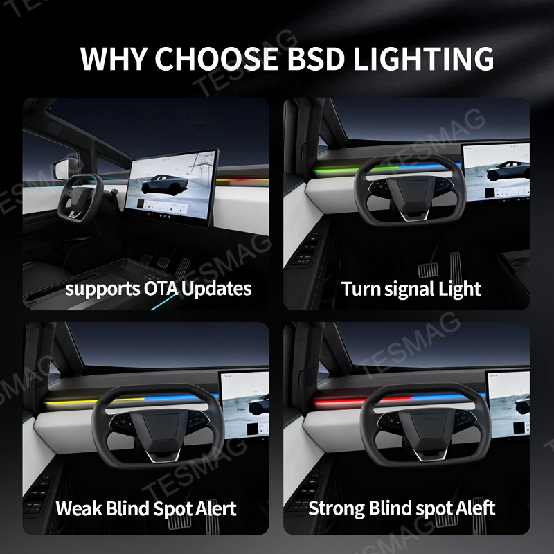BSD Blind Spot Monitoring Ambient Lighting for Tesla Cybertruck