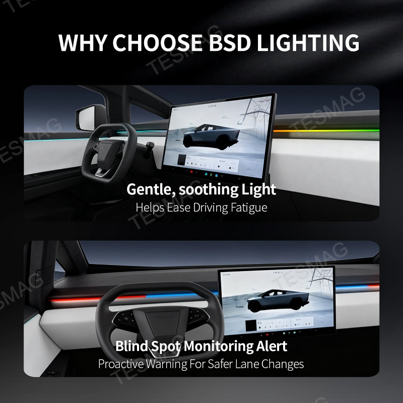 BSD Blind Spot Monitoring Ambient Lighting for Tesla Cybertruck