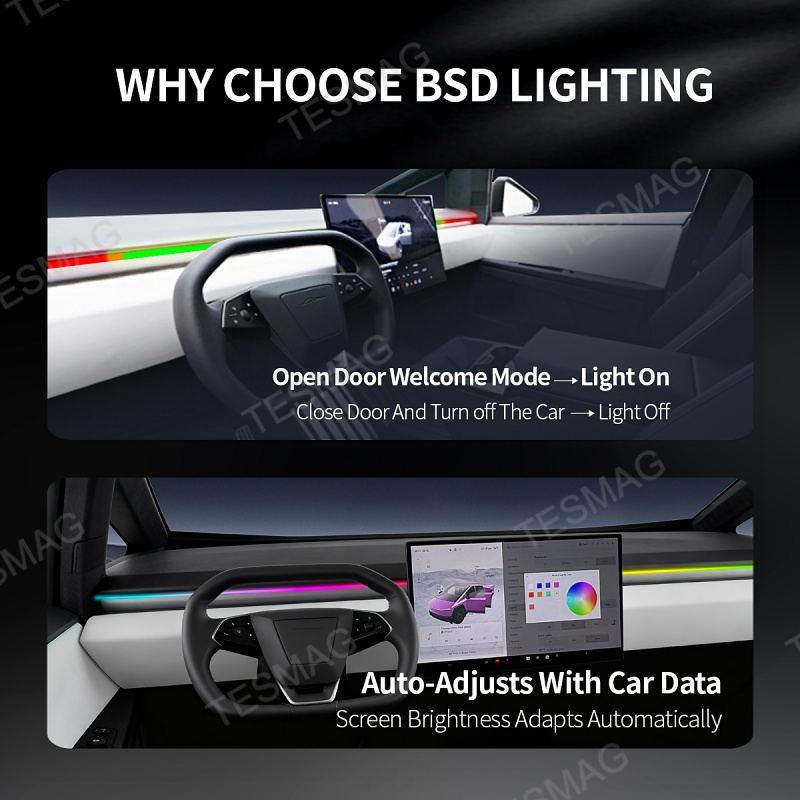 BSD Blind Spot Monitoring Ambient Lighting for Tesla Cybertruck