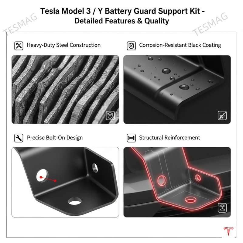 Battery Guard Shield Iron Bracket for Tesla Model 3/Y 2021-2023 | 1452325-01-B 1100055-01-C