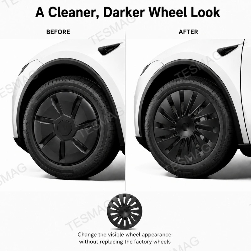 18-Inch Matte Black Aperture Wheel Covers for Tesla Model Y Standard 2026+