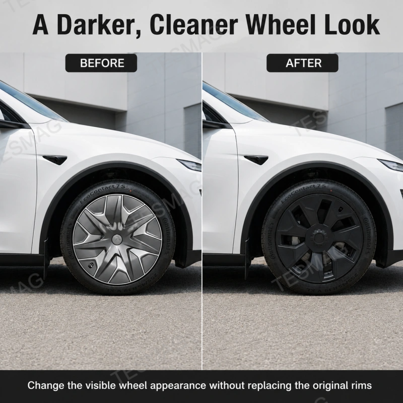 19-Inch Matte Black Wheel Cover Set for Tesla Model Y L 2026+ Machina 2.0