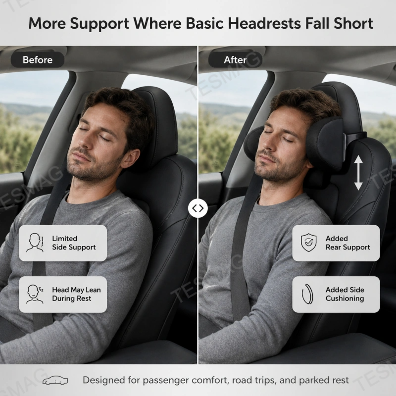 Adjustable Memory Foam Headrest Pillow for Tesla Model 3/Y