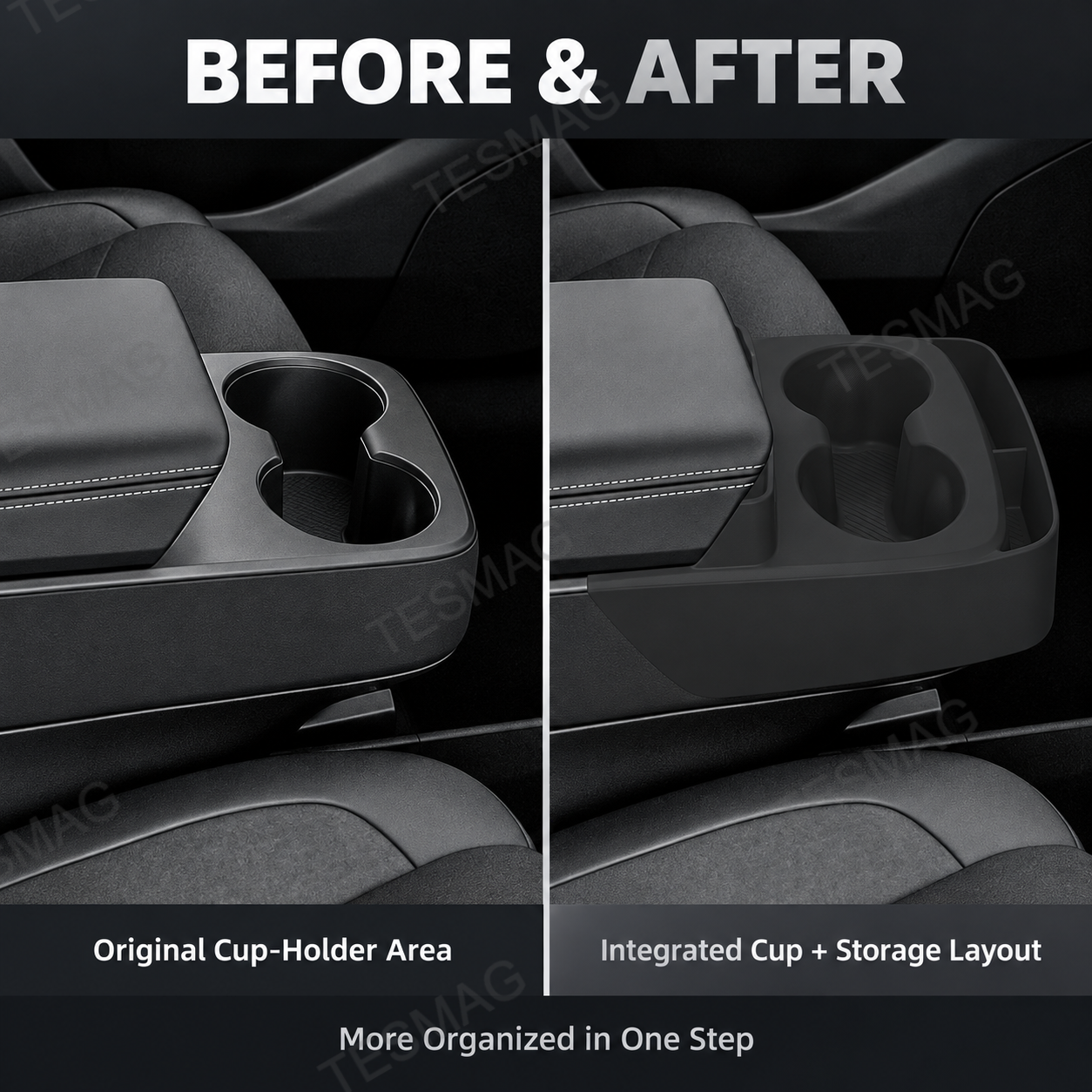 Center Console Silicone Cup Holder Organizer for Tesla Model Y Standard 2026+