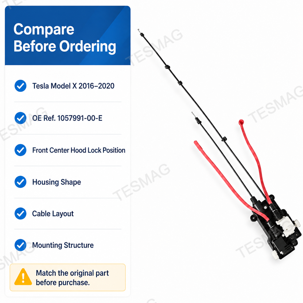 Front Hood Lock Actuator Assembly Replacement  for Tesla Model X 2016-2020 | 1057991-00-E