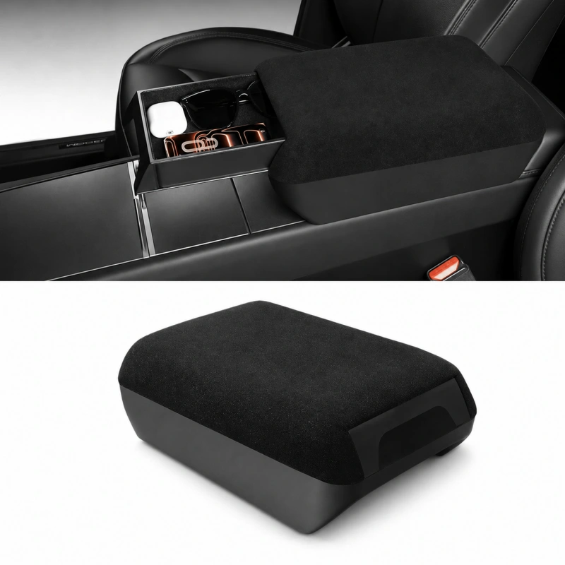 Alcantara Armrest Riser with Hidden Storage for Tesla Model 3 Highland/Model Y Juniper/Model YL