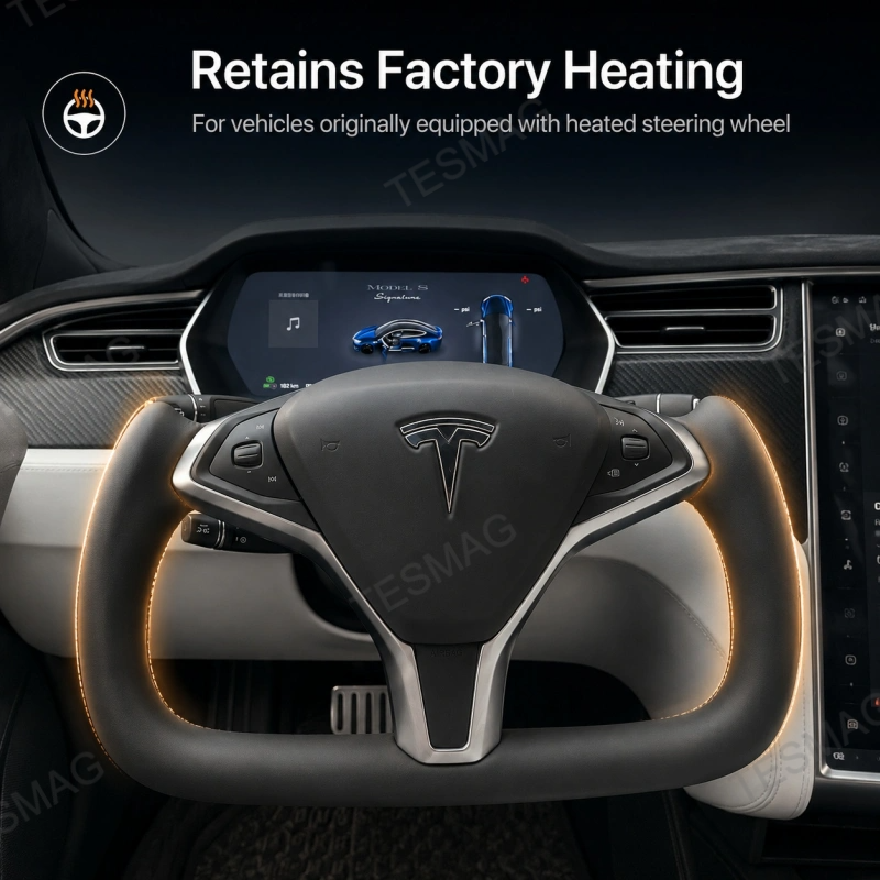Nappa Leather Heated Yoke Steering Wheel Frame for Tesla Model S X 2014-2020