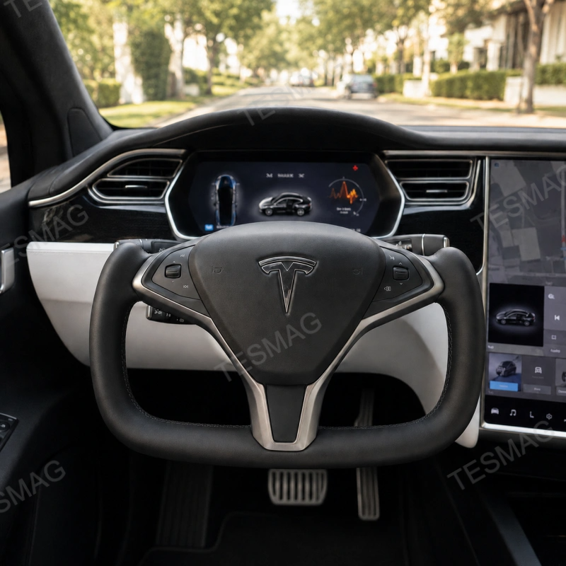 Nappa Leather Heated Yoke Steering Wheel Frame for Tesla Model S X 2014-2020