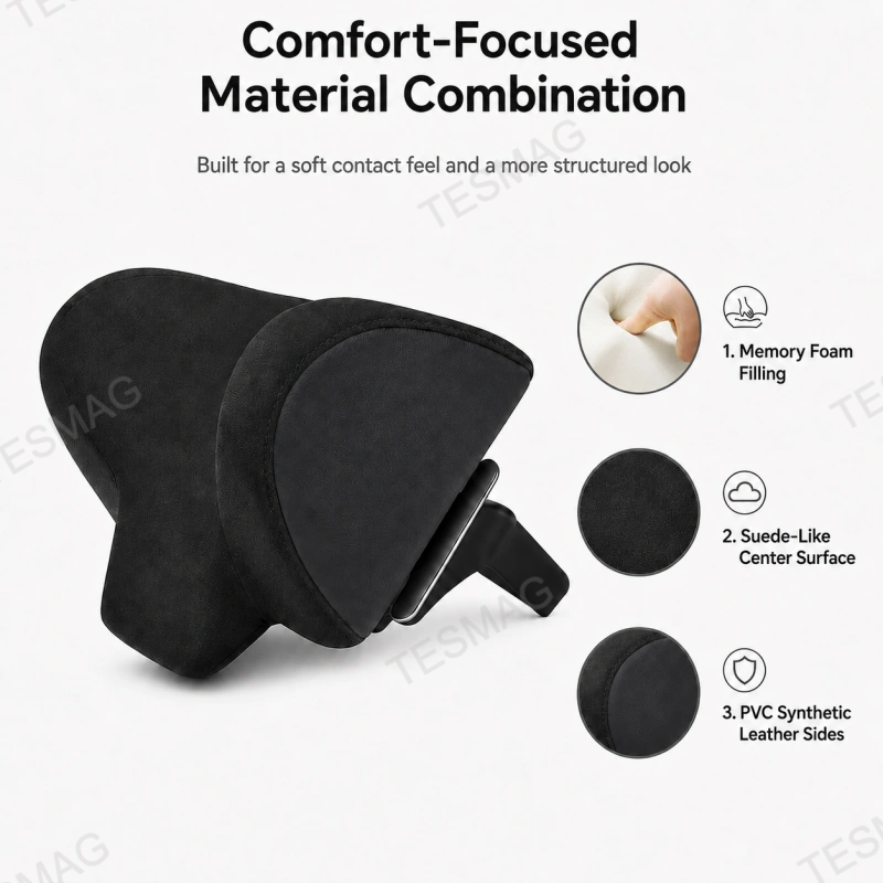 Adjustable Memory Foam Headrest Pillow for Tesla Model 3/Y