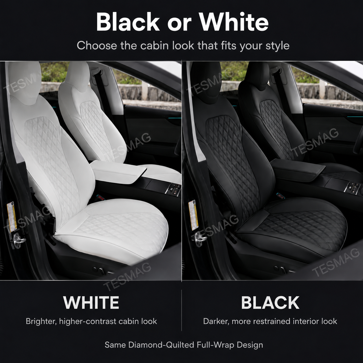 Diamond Quilted Seat Covers for Tesla Model Y Juniper Standard & Premium 5-Seater