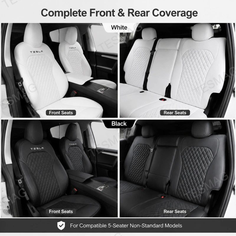 Nappa Leather Seat Covers 5 Seater for Tesla Model Y Juniper 2025–2026