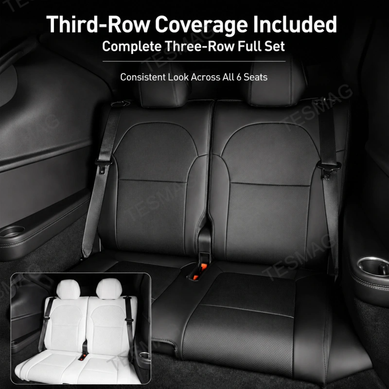 Full-Cover Nappa Leather Seat Covers for Tesla Model Y L 6-Seater