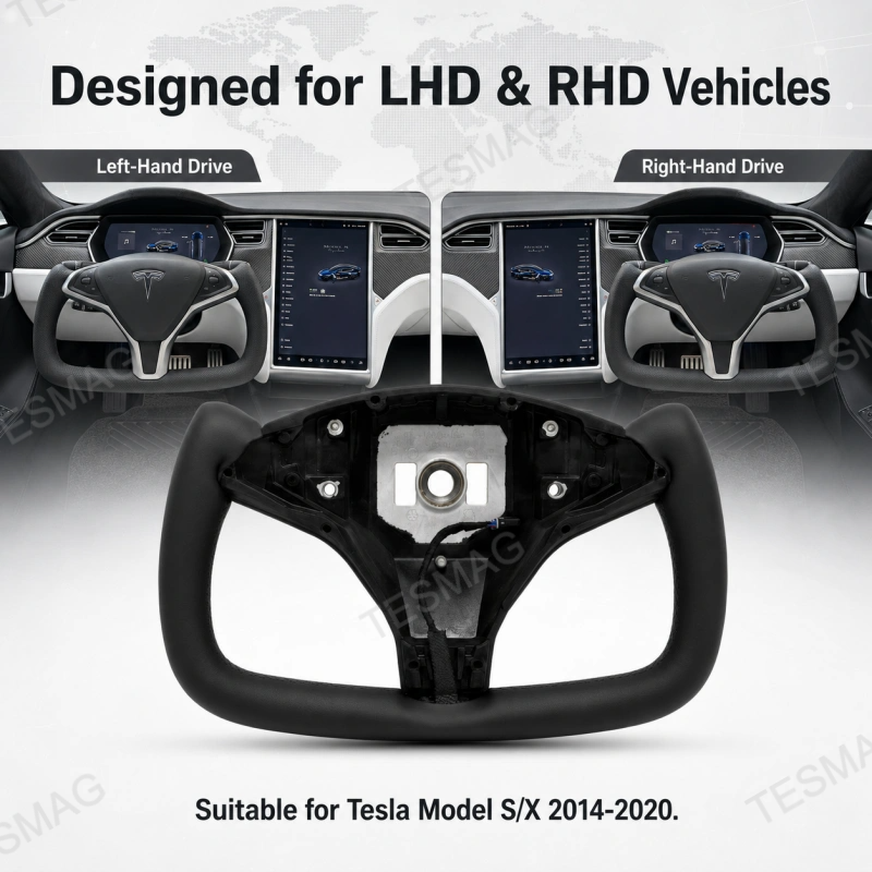 Nappa Leather Heated Yoke Steering Wheel Frame for Tesla Model S X 2014-2020