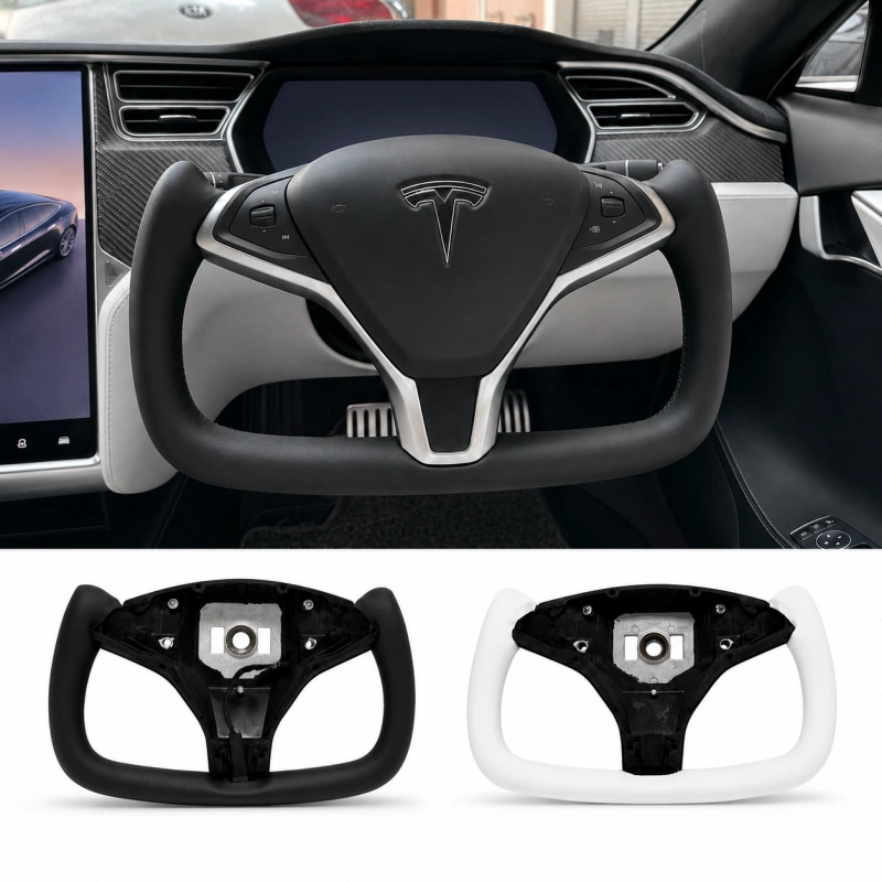 Nappa Leather Heated Yoke Steering Wheel Frame for Tesla Model S X 2014-2020