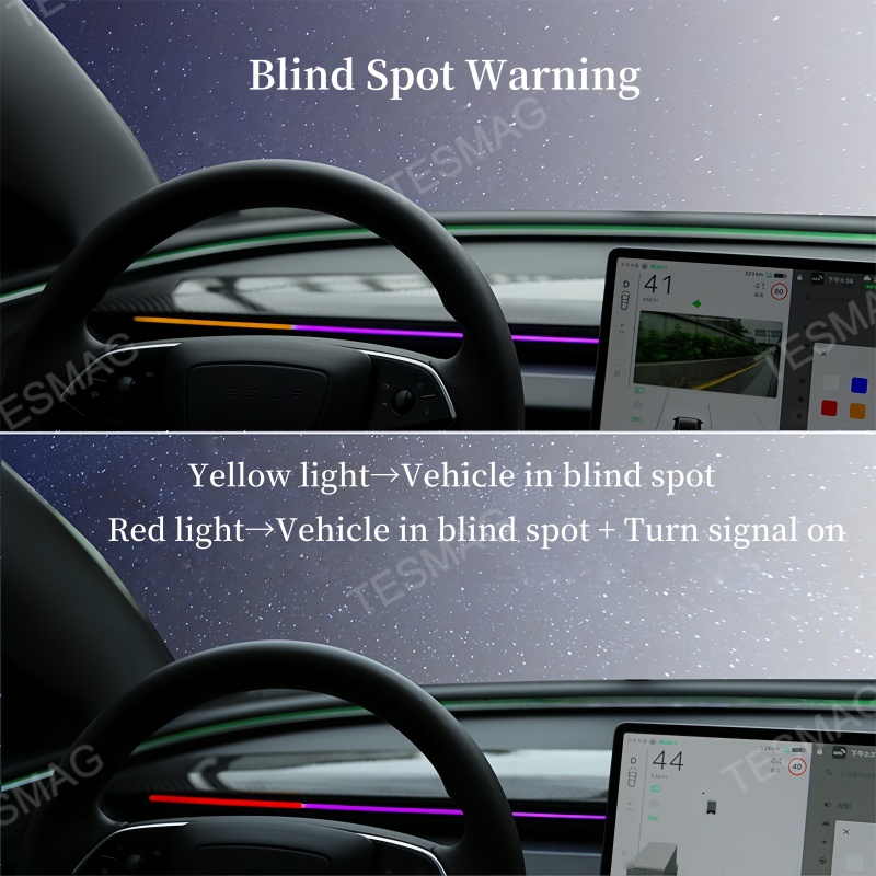 Blind Spot Detection (BSD) Smart Ambient Light for Tesla Model 3/Y