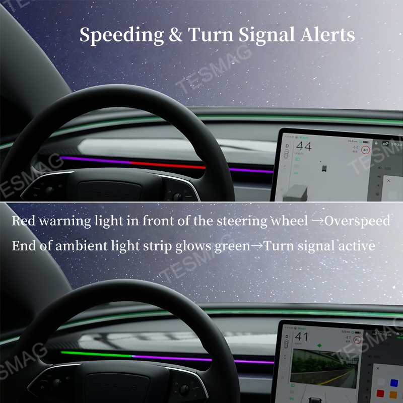 Blind Spot Detection (BSD) Smart Ambient Light for Tesla Model 3/Y