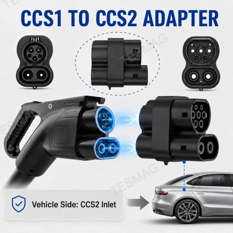 CCS1 Charger to CCS2 Vehicle EV Fast Charging Adapter