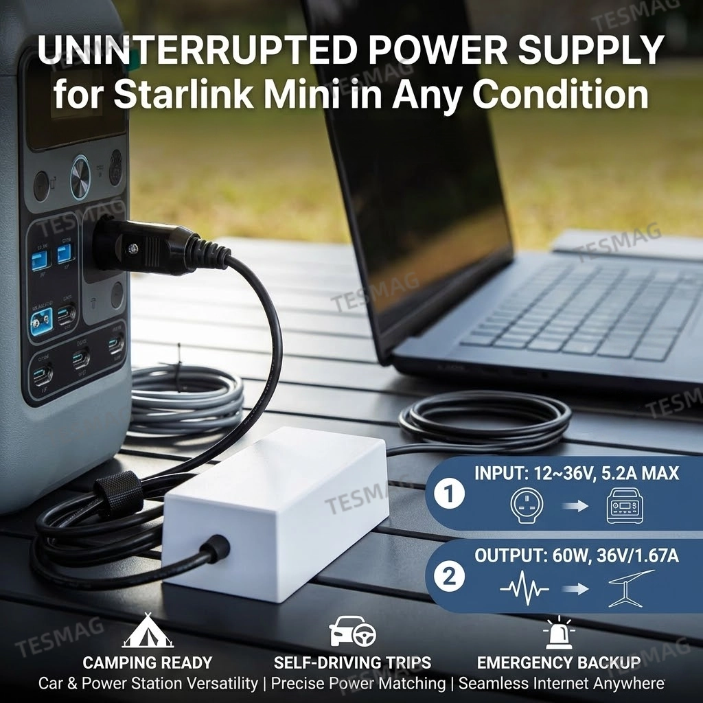 Car Power Adapter 12V-36V to 36V DC Converter for Starlink Mini Vehicle Power Supply