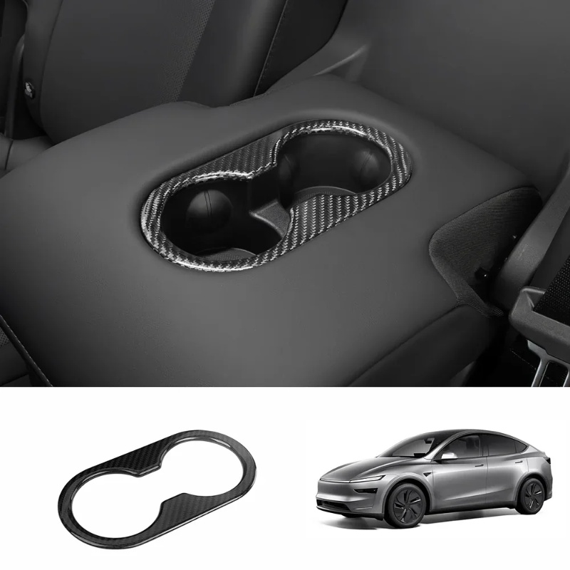Carbon Fiber Backseat Cup Holder Cover for Tesla Model 3/Y