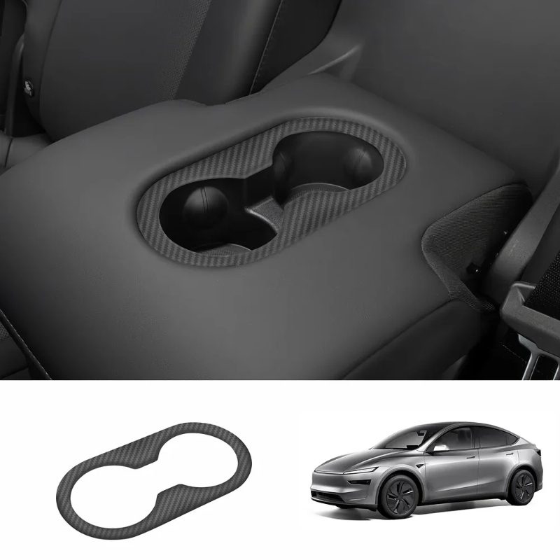 Carbon Fiber Backseat Cup Holder Cover for Tesla Model 3/Y
