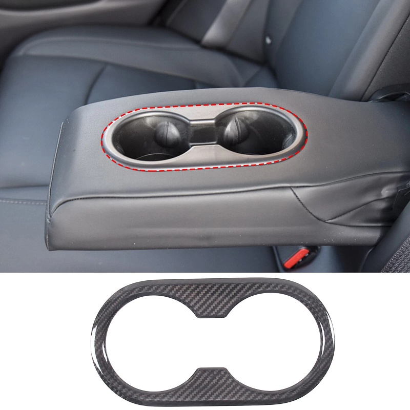 Carbon Fiber Backseat Cup Holder Cover for Tesla Model 3/Y