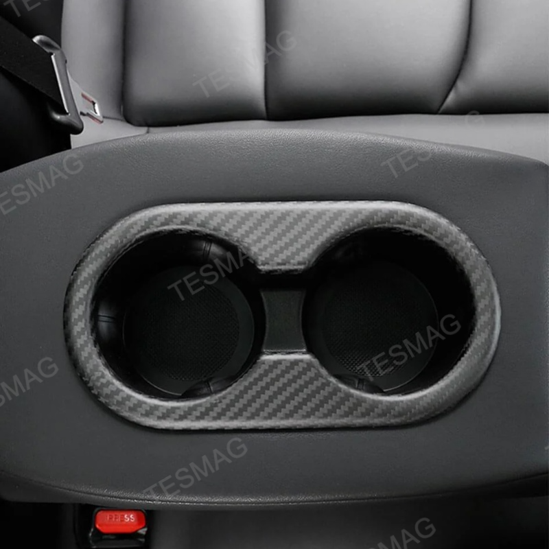 Carbon Fiber Backseat Cup Holder Cover for Tesla Model 3/Y