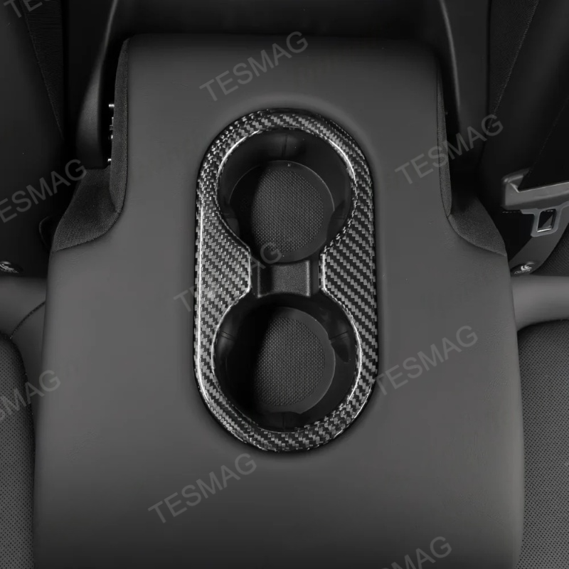 Carbon Fiber Backseat Cup Holder Cover for Tesla Model 3/Y