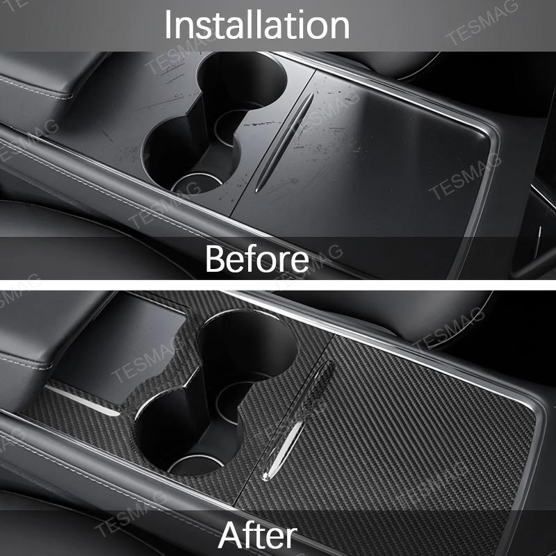 Carbon Fiber Center Console Trim Panel Cover for Tesla Model 3/Y
