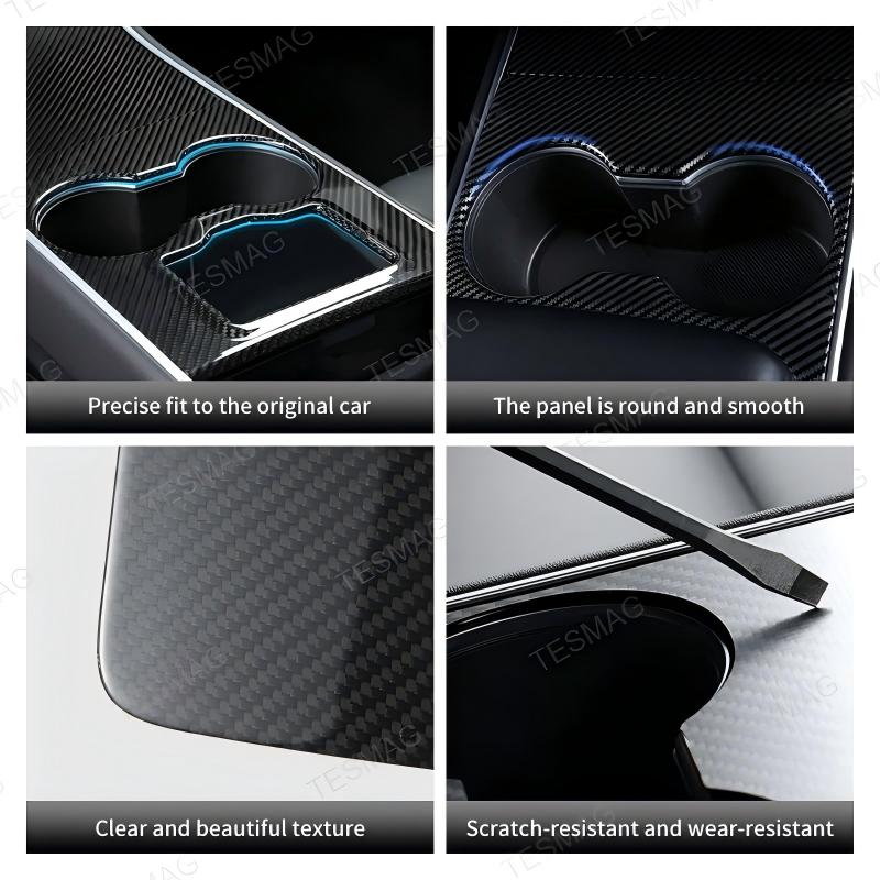 Carbon Fiber Center Console Trim Panel Cover for Tesla Model 3/Y