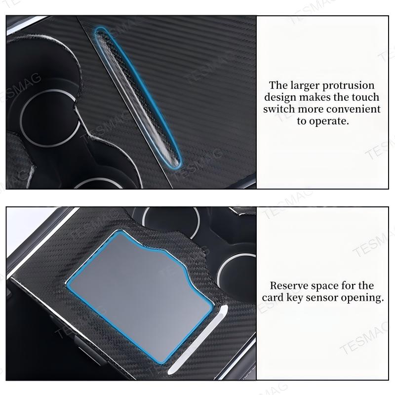 Carbon Fiber Center Console Trim Panel Cover for Tesla Model 3/Y