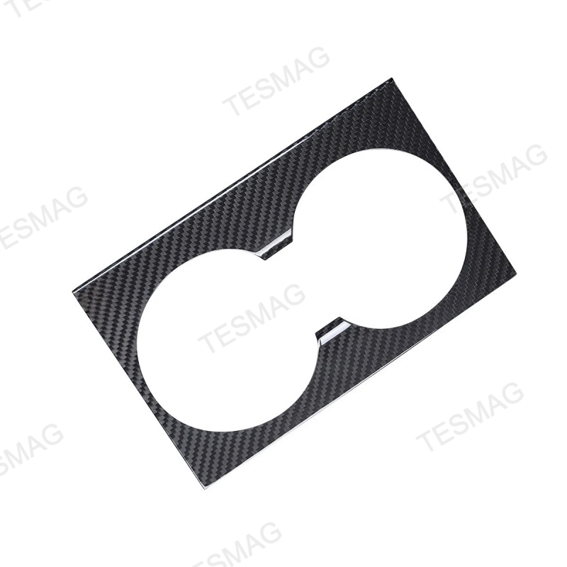 Carbon Fiber Console Cup Holder Overlay Cover for Tesla Model 3 Highland/Model Y Juniper