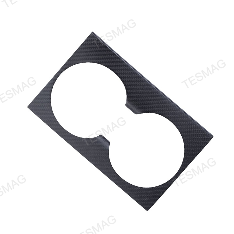 Carbon Fiber Console Cup Holder Overlay Cover for Tesla Model 3 Highland/Model Y Juniper