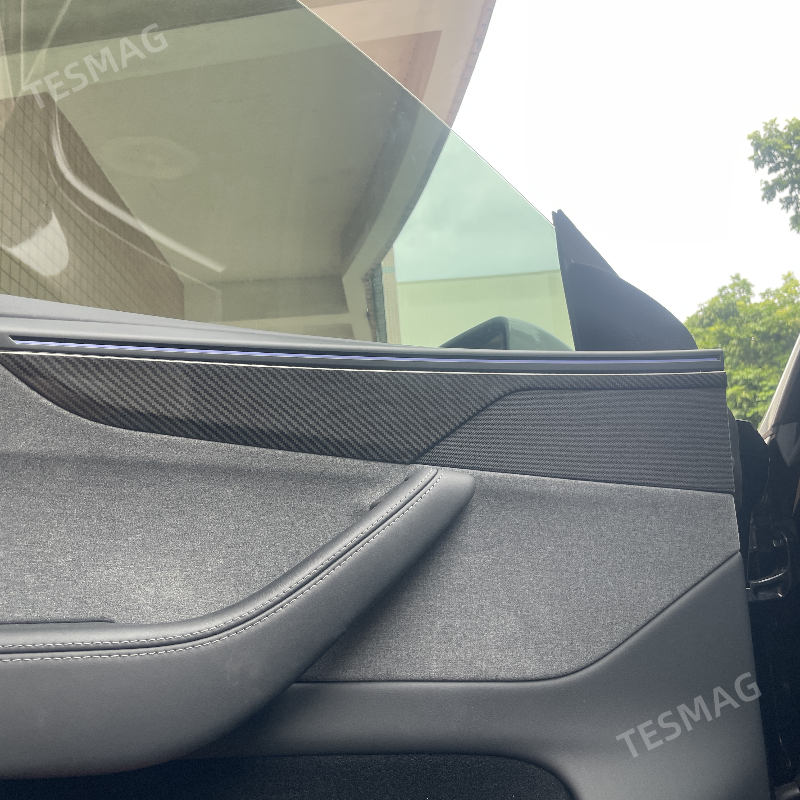 Carbon Fiber Door Panel Covers Interior Trim for Tesla Model Y Juniper 2025+