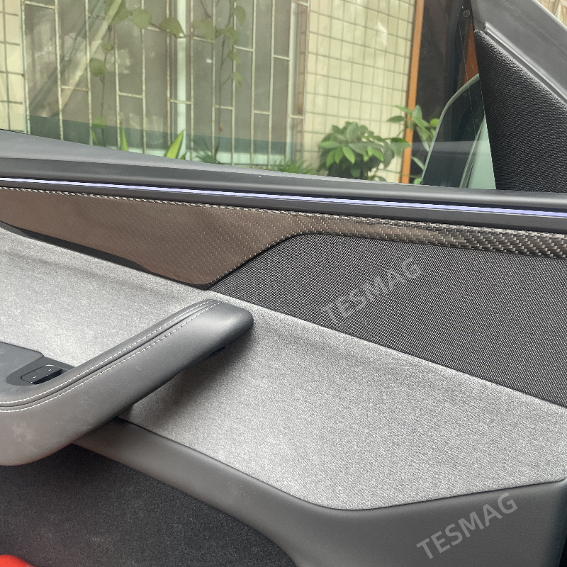 Carbon Fiber Door Panel Covers Interior Trim for Tesla Model Y Juniper 2025+